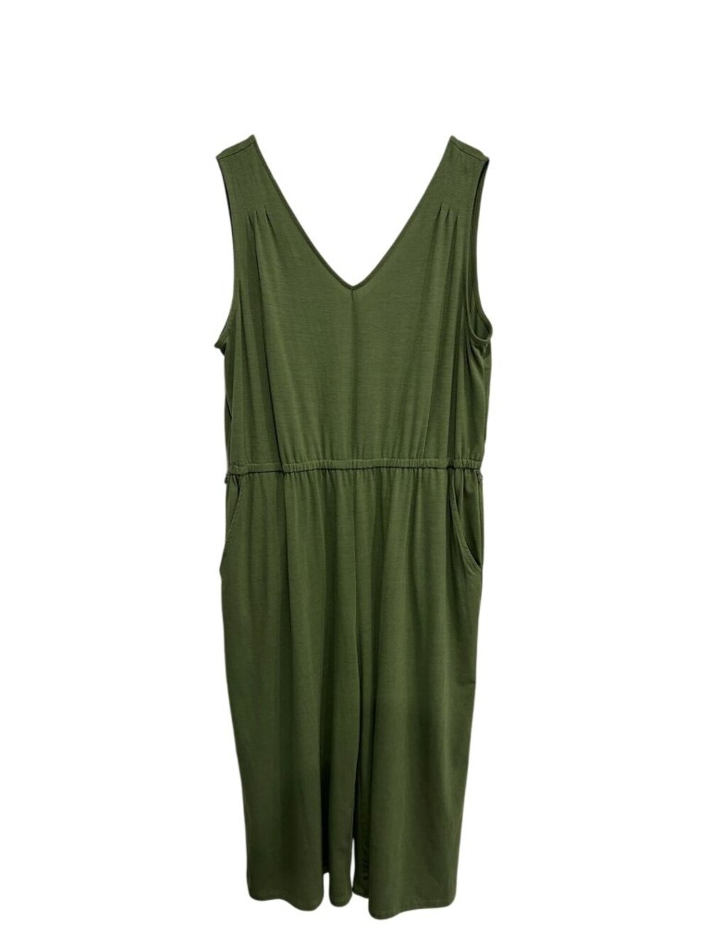 Time And Tru XXL Green Sleeveless Elastic Waist Jumpsuit Boho Chic Slow Living